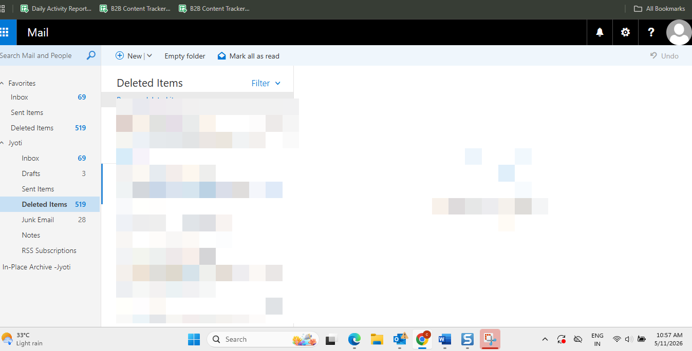 Click the Deleted Items folder